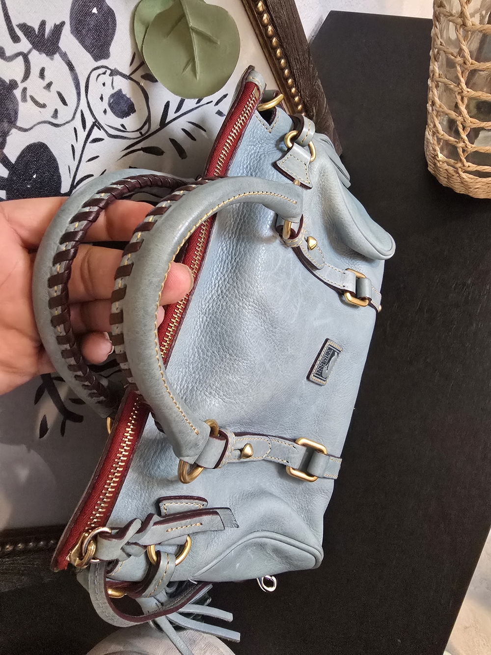 Dooney & Bourke Florentine Vachetta Leather Satchel With Tassel And Buckle - Picture 3 of 13